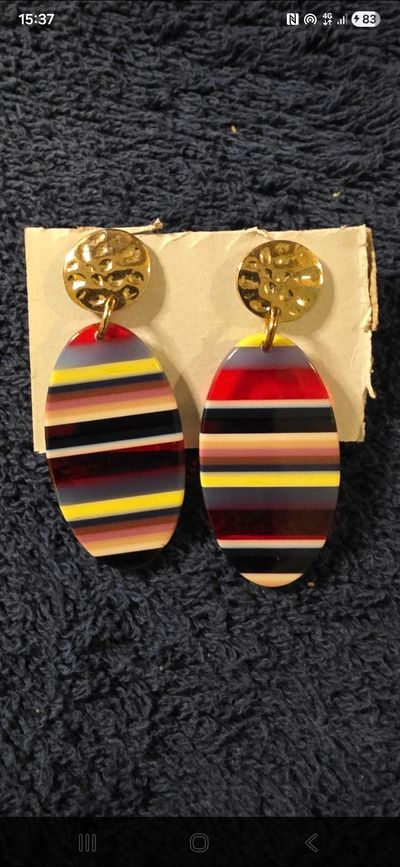 Striped Oval Drop Earrings £2