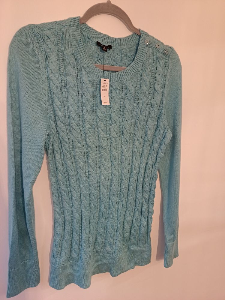Talbots Blue Cable Knit Sweater