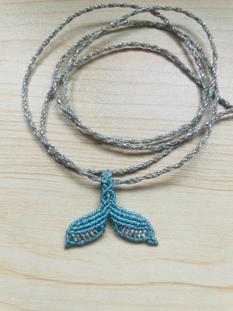 Handmade Necklace With Blue Mermaid Tail Pendant