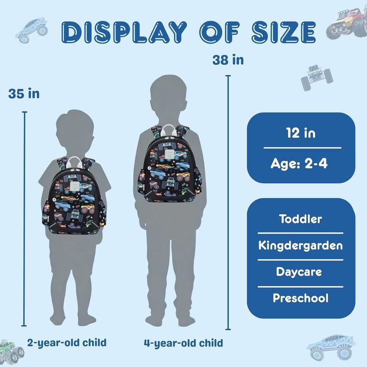 Kids Backpack With Monster Truck Pattern image 5