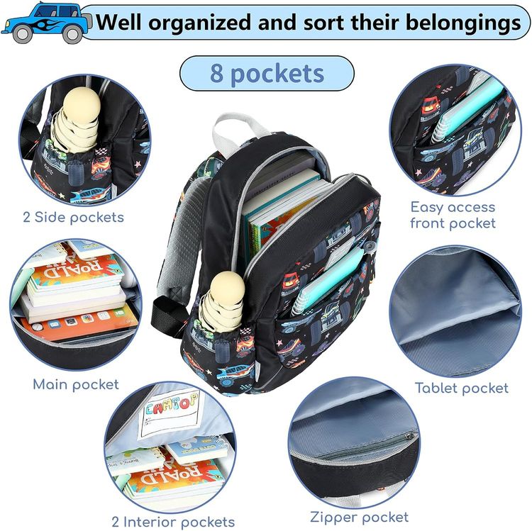 Kids Backpack With Monster Truck Pattern image 3