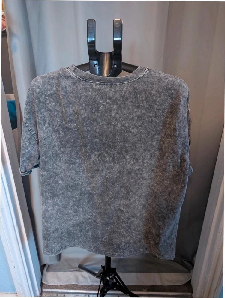 Zutter World Tour Leopard Acid Wash Grey T Shirt Size L image 4