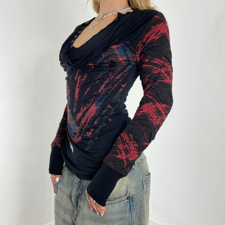 Desigual Black And Red Long Sleeve Top