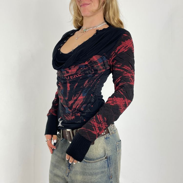 Desigual Black And Red Long Sleeve Top 2