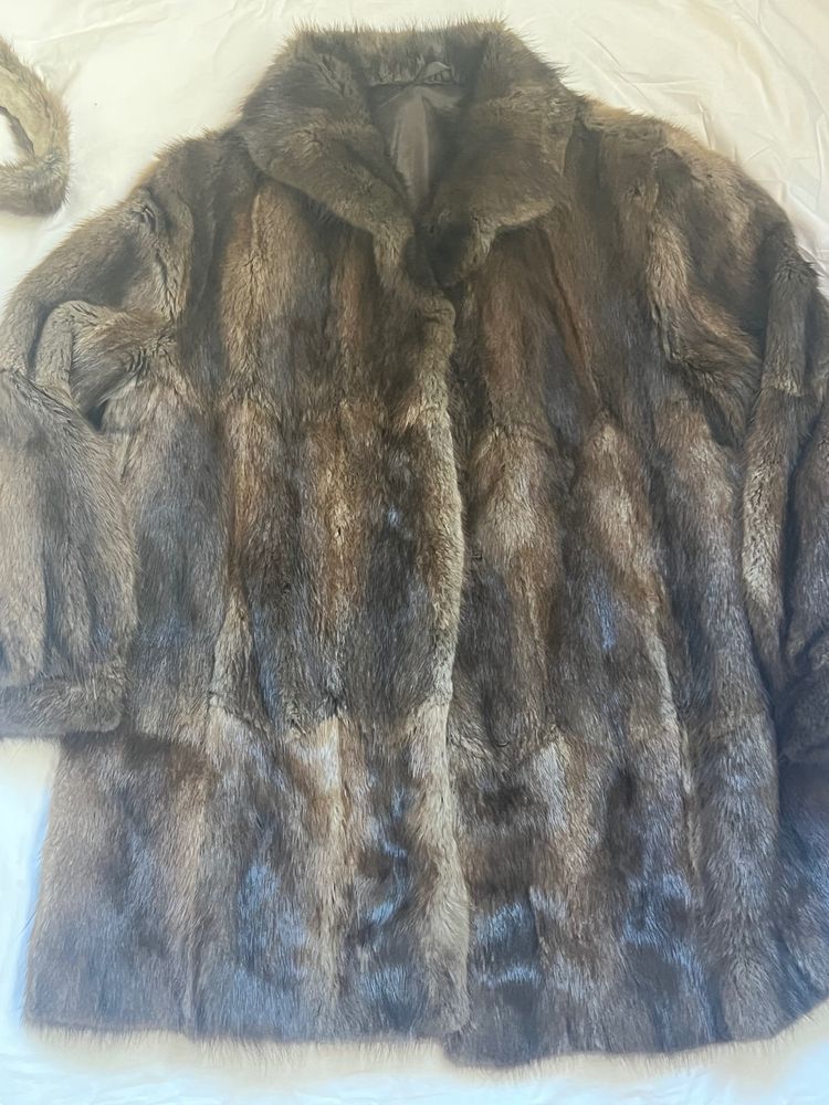 brown fur coat with matching fur collar