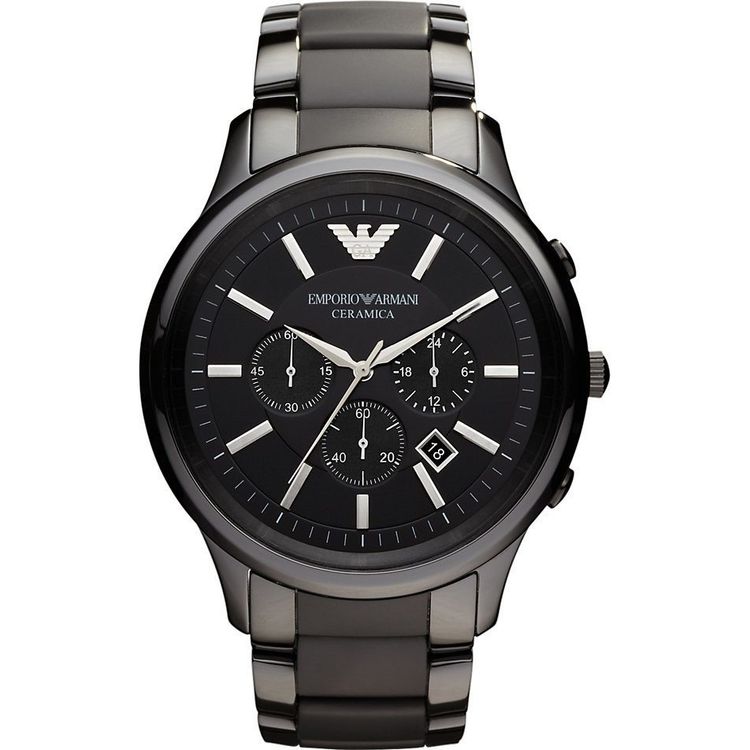 Emporio Armani AR1451 Mens Watch Stainless Steel Ceramic Black Dial