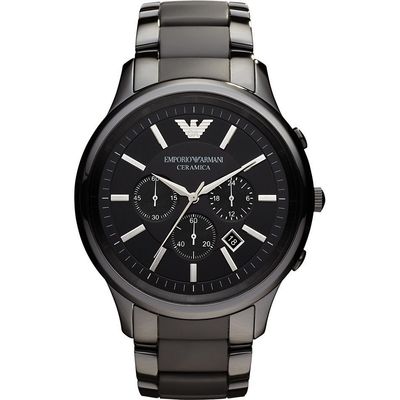 Emporio Armani AR1451 Mens Watch Stainless Steel Ceramic Black Dial
