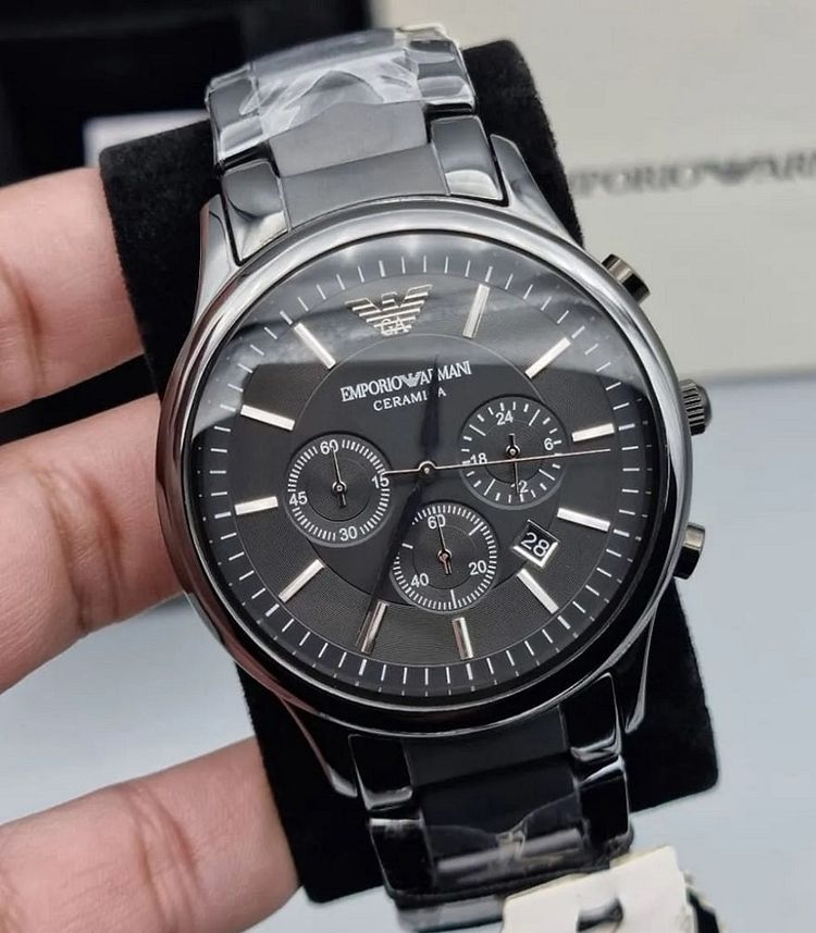 Emporio Armani AR1451 Mens Watch Stainless Steel Ceramic Black Dial image 2