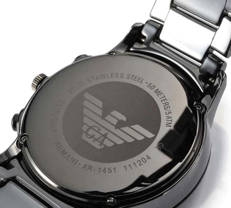 Emporio Armani AR1451 Mens Watch Stainless Steel Ceramic Black Dial image 8
