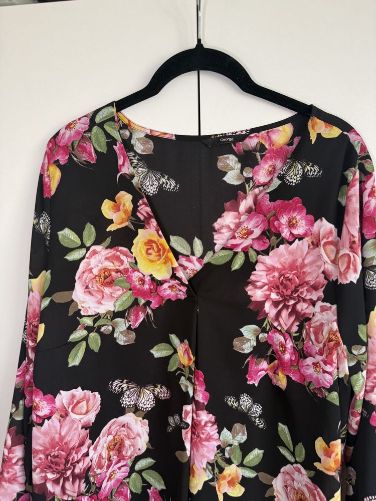 Black Floral Long Sleeve Dress
