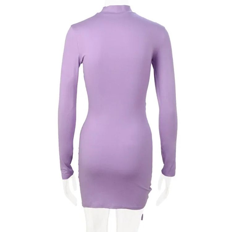 Immagine di Purple Ruched Long Sleeve Bodycon Dress 4