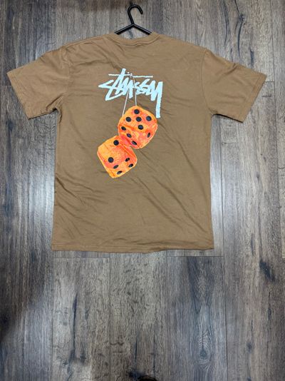 Stussy Brown T-Shirt With Dice Graphic