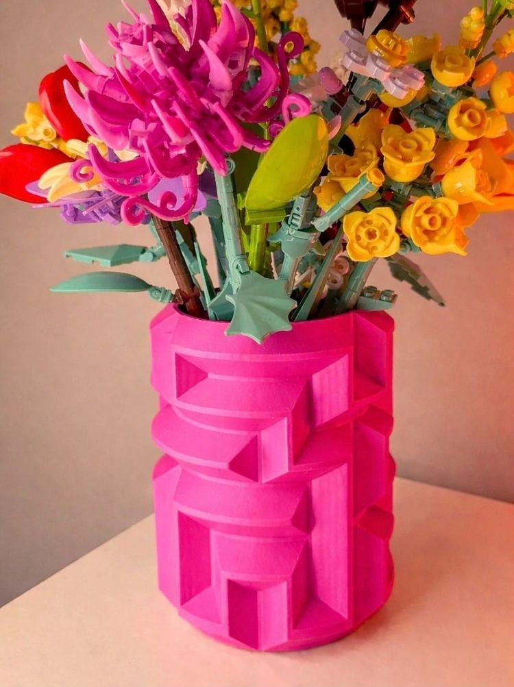 Magenta Vase For Lego Artificial Flowers