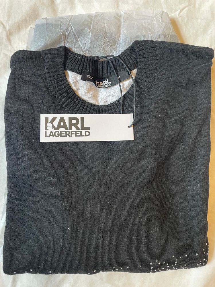 Karl Lagerfeld Black Patterned Sweater 10