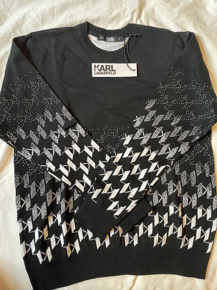Karl Lagerfeld Black Patterned Sweater