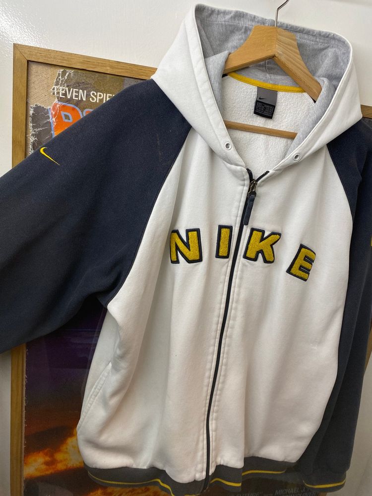 AW2001 Nike 71 Felt Arc Spellout Sleeve Panelled Zip Up Hoodie image 3