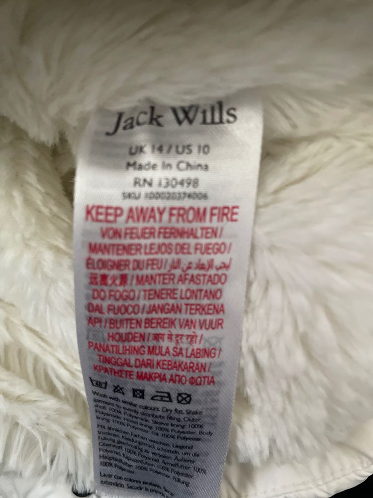 Jack Wills white puffer jacket with fleece lining image 4