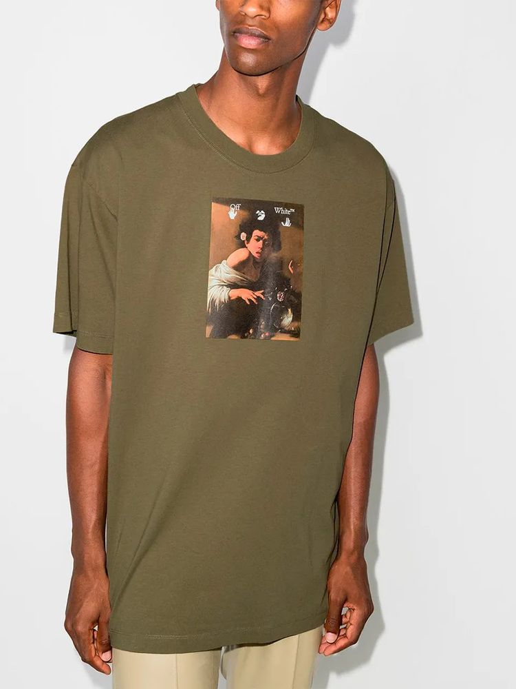Off-White Green Caravaggio Boy Oversized T-Shirt 8