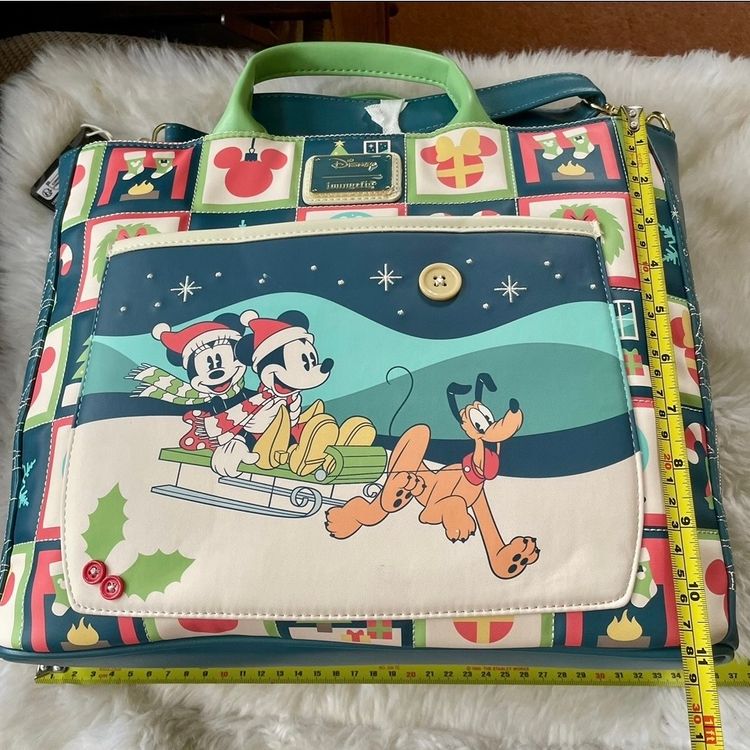 Disney Loungefly Mickey And Minnie Holiday Convertible Tote Bag image 8