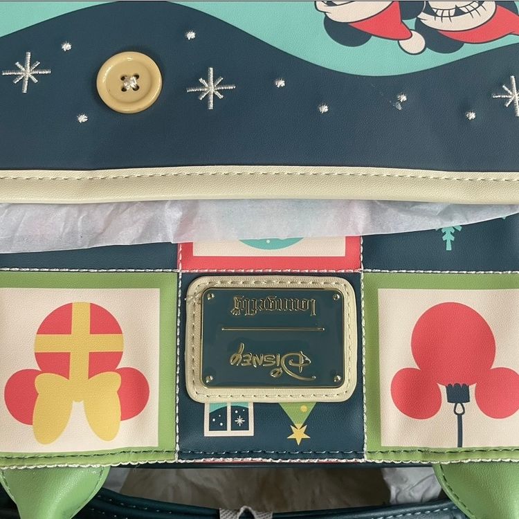 Disney Loungefly Mickey And Minnie Holiday Convertible Tote Bag image 2