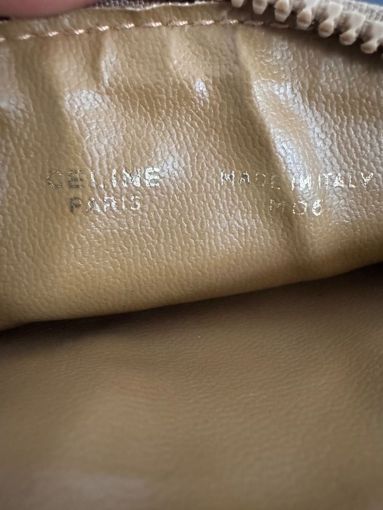 brown patterned pouch with leather trim 4
