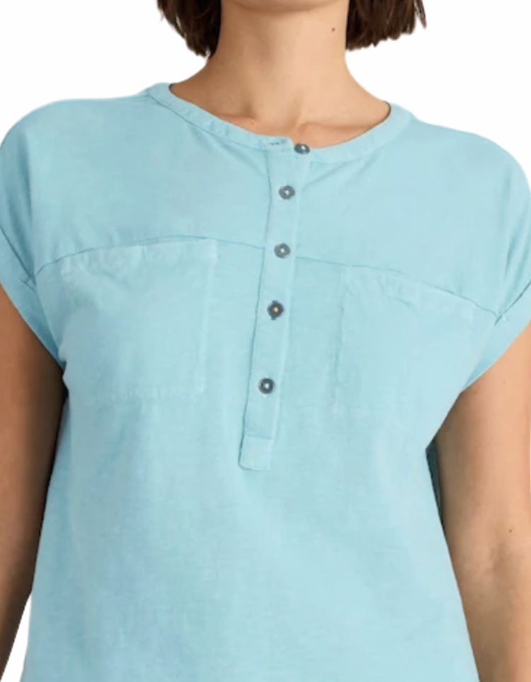 Women's Short Sleeve 100% Cotton Beth Jersey Blouse in Blue 3