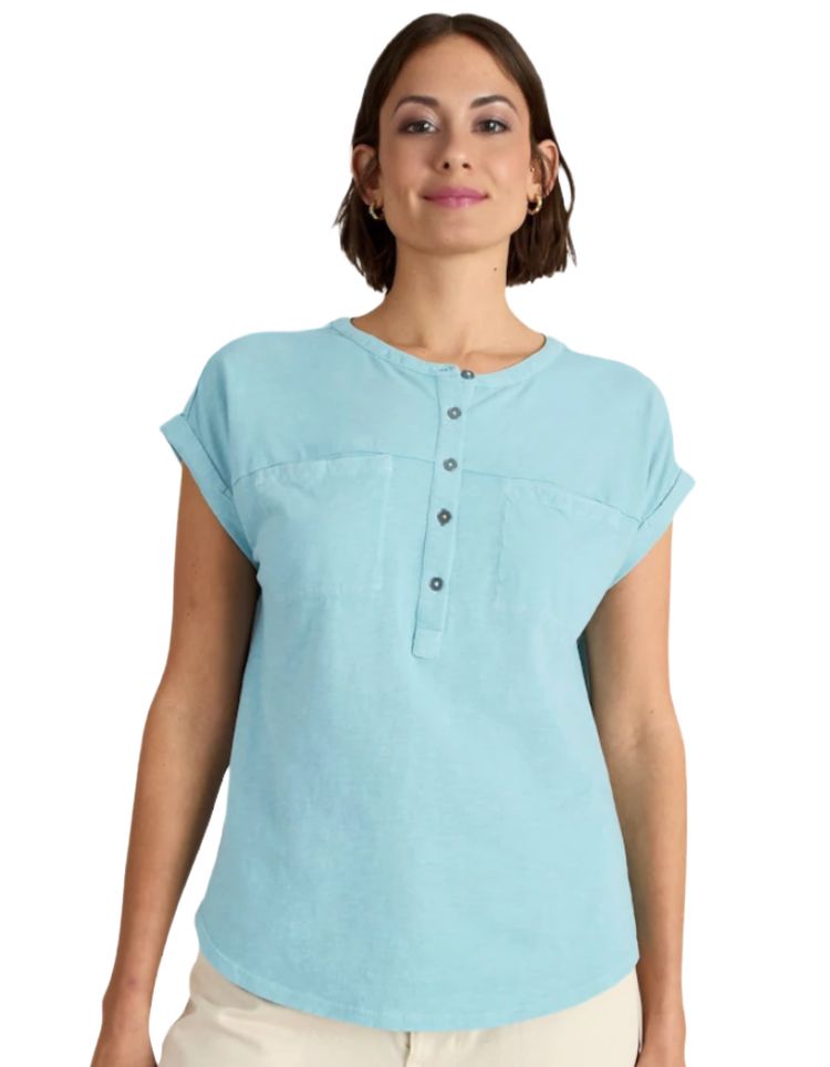 Women's Short Sleeve 100% Cotton Beth Jersey Blouse in Blue 1