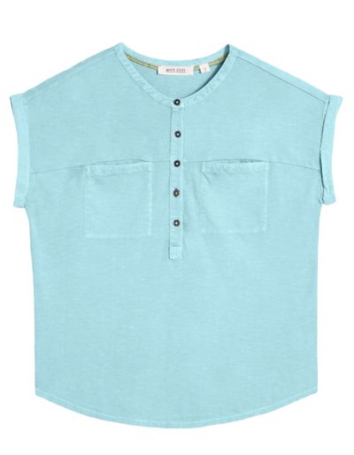 Women's Short Sleeve 100% Cotton Beth Jersey Blouse in Blue 4