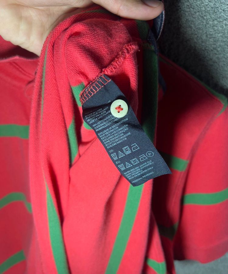Immagine di Tommy Hilfiger Red And Green Striped Polo Shirt 3