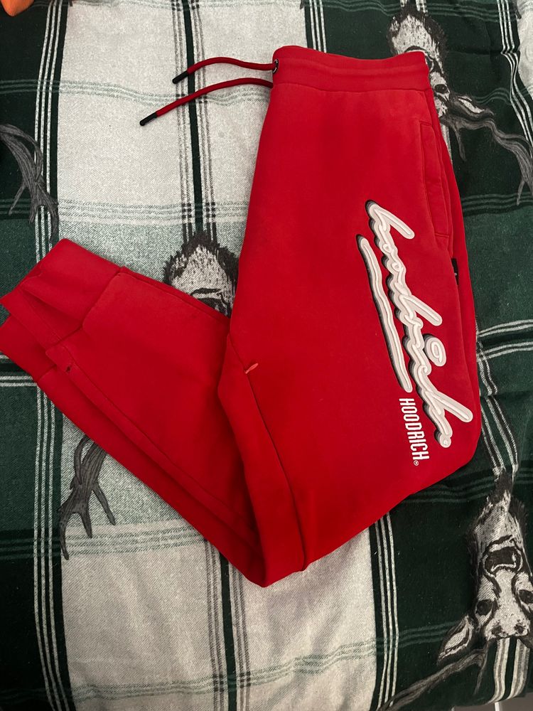 Hoodrich Red Sweatpants With White Logo Text product image