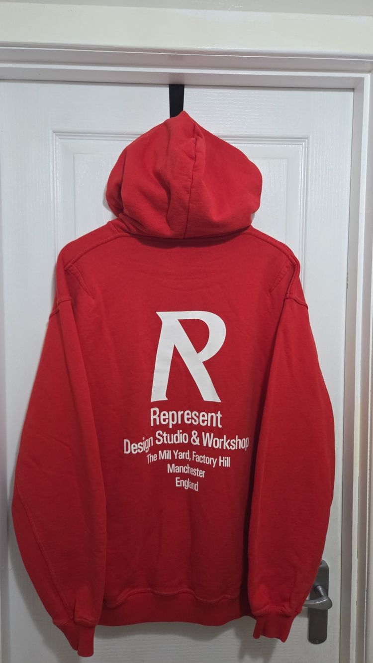 Represent Red Hoodie With Printed Back Text Large image 1