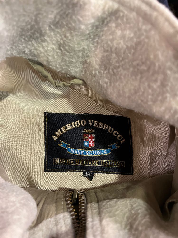 Amerigo Vespucci Beige Fleece Jacket vintage 2xl image 2