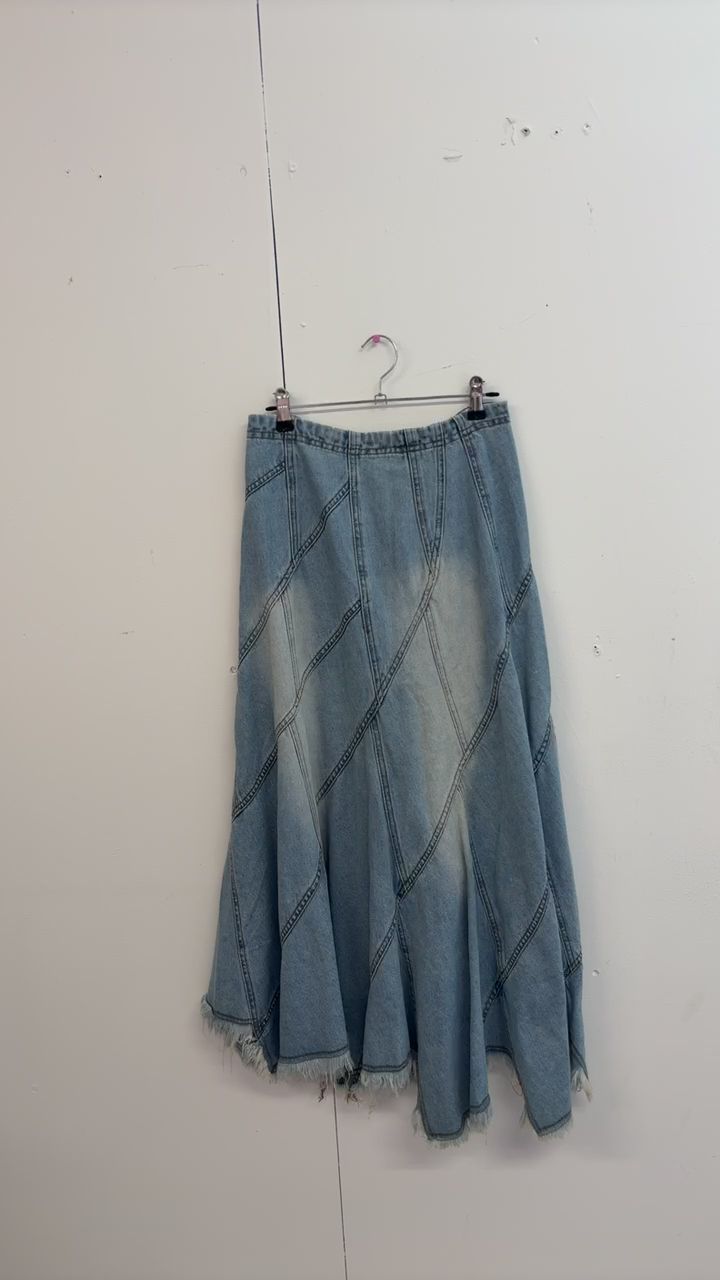 Y2K Denim Patchwork Skirt imagen 1