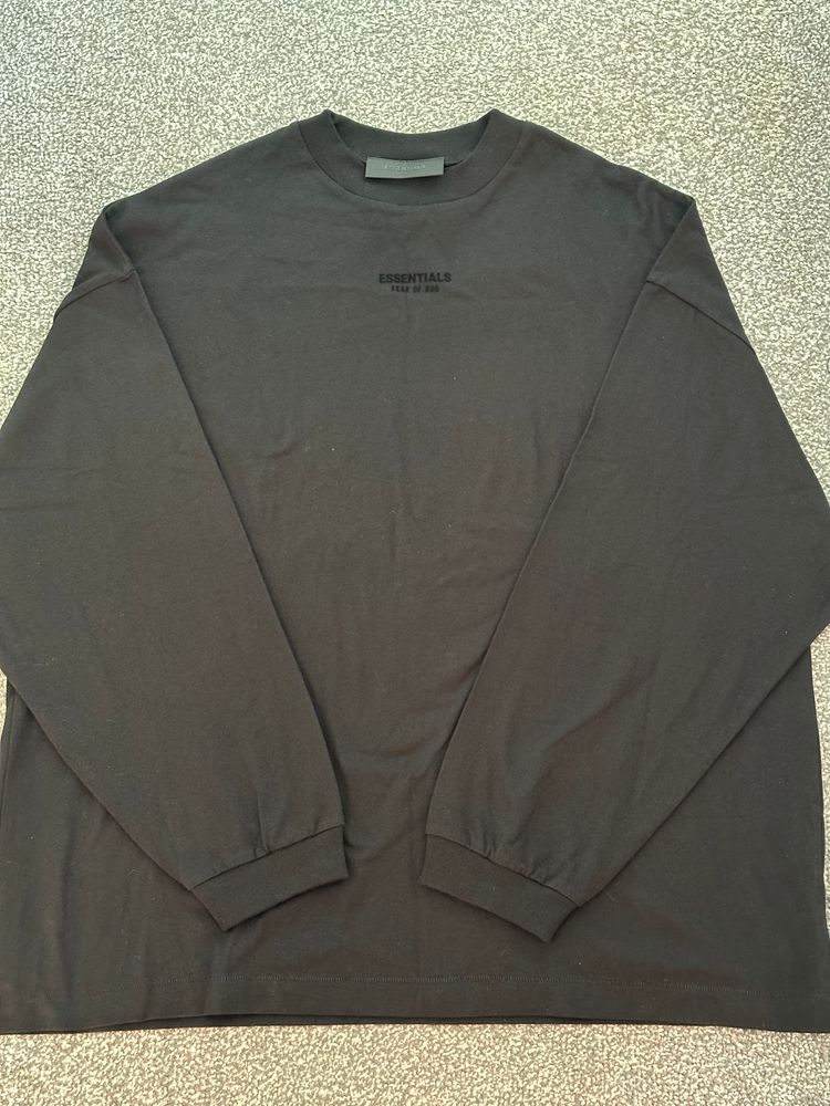 Fear of God Black Fear Of God Essentials Long Sleeve Shirt With Small Front Text product image
