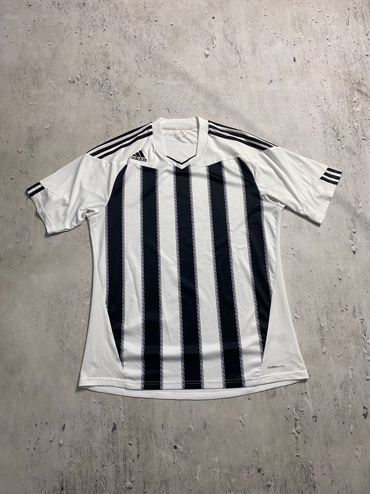 Adidas White And Black Striped Sports Jersey