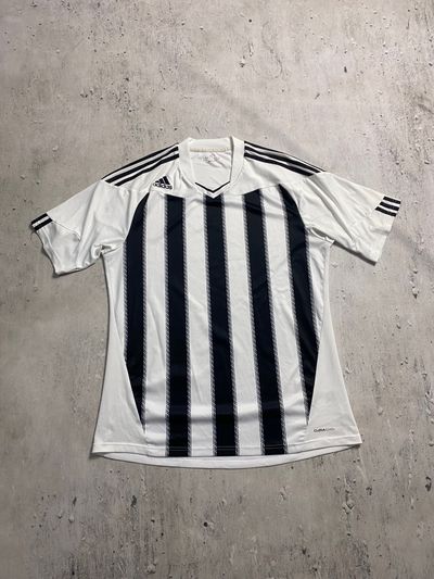 Adidas White And Black Striped Sports Jersey