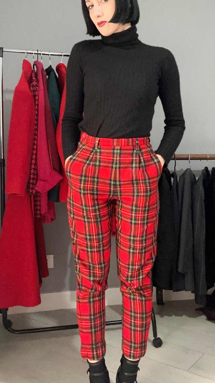 Pantalone tartan rosso image 1
