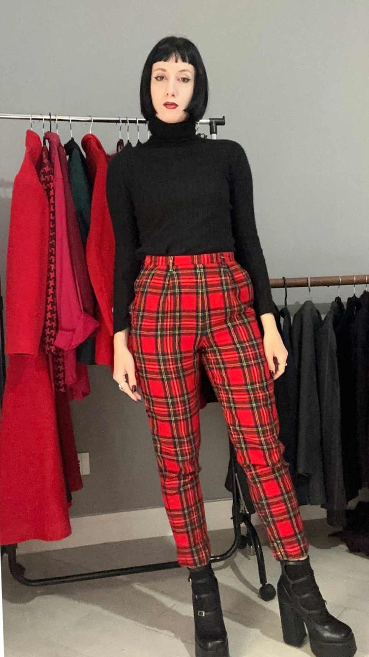 Pantalone tartan rosso image 4