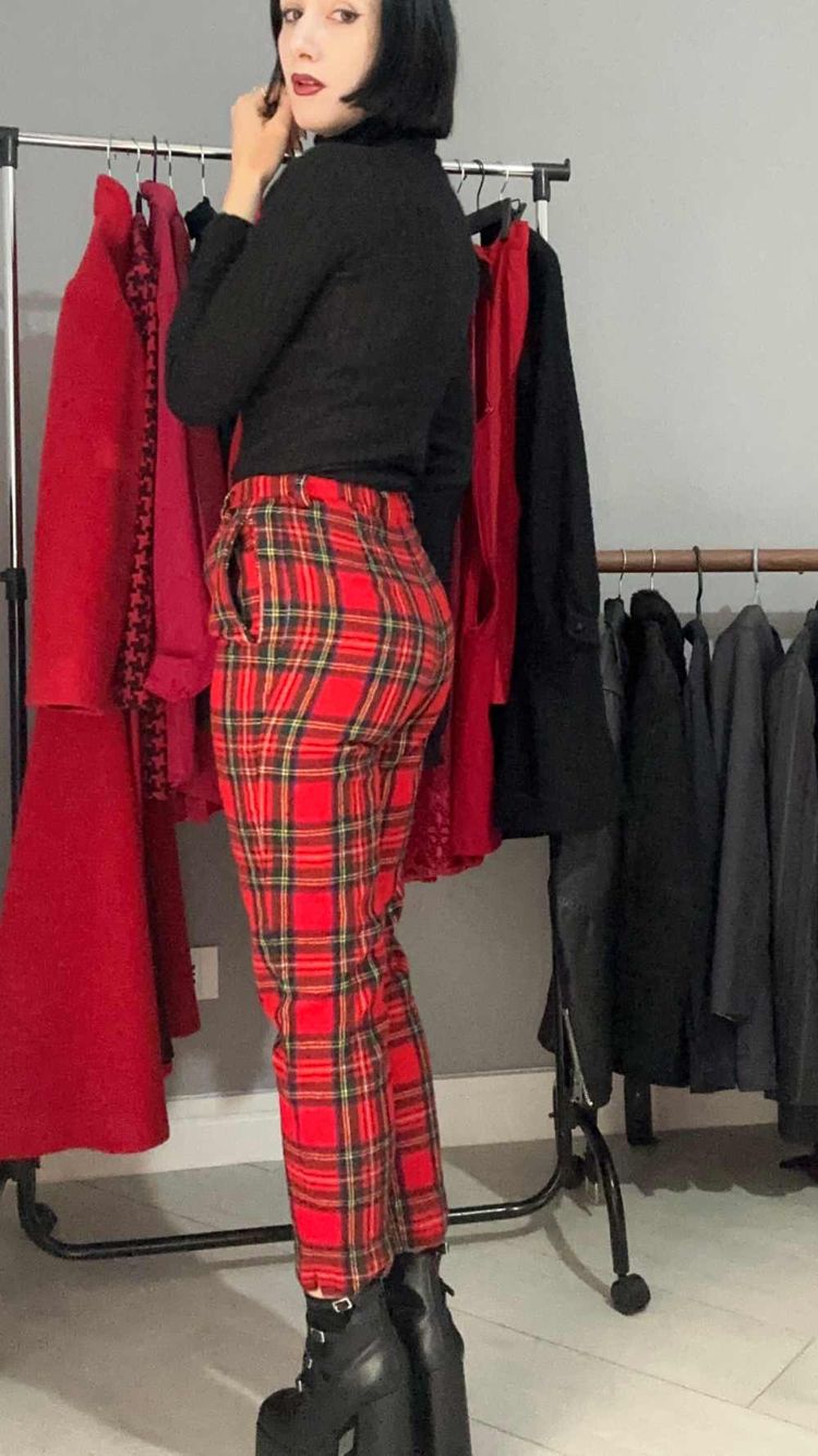 Pantalone tartan rosso image 3