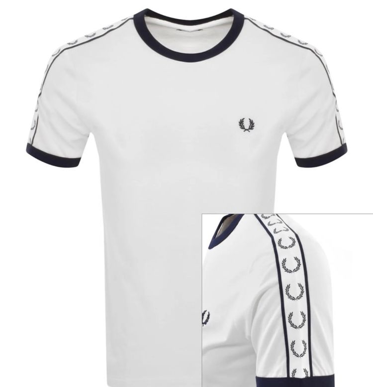 Fred Perry Taped Ringer T shirt - White 