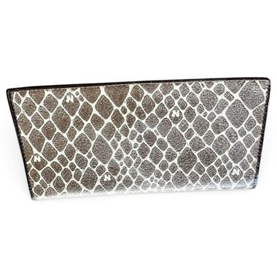 Nina Ricci Vintage Companion Wallet Printed Canvas & Brown Leather