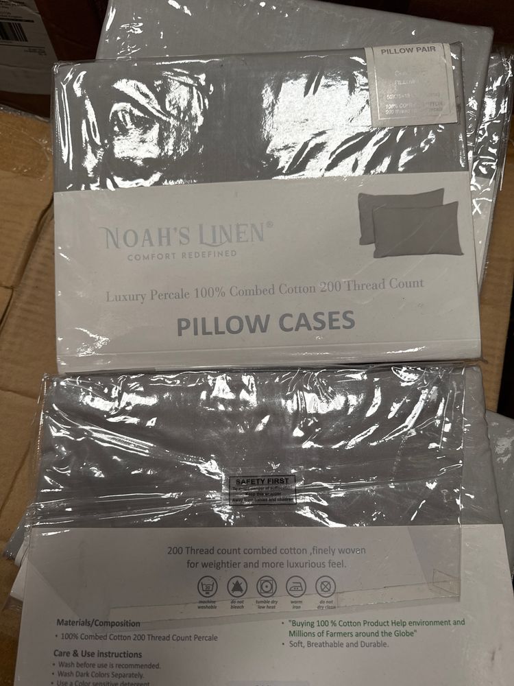 Noah Luxury Percale 100% Combed Cotton Pillow Cases grey  imagen del producto