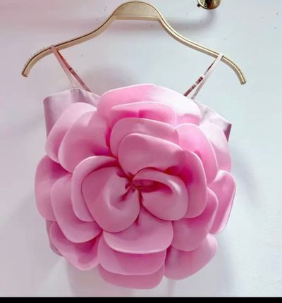 Pink Flower Petal Crop Top