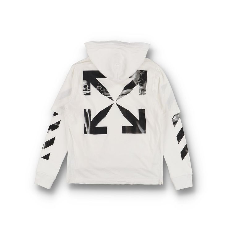 Off-White White Caravaggio Arrows Oversized Layered Tee Hoodie