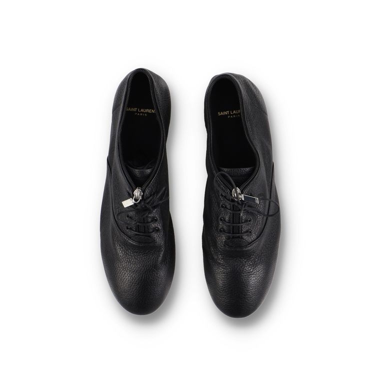 Saint laurent Black Deerskin Leather Verneuil 05 Richelieu Zip Trainers
