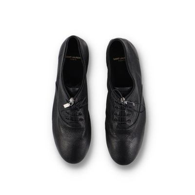 Saint laurent Black Deerskin Leather Verneuil 05 Richelieu Zip Trainers
