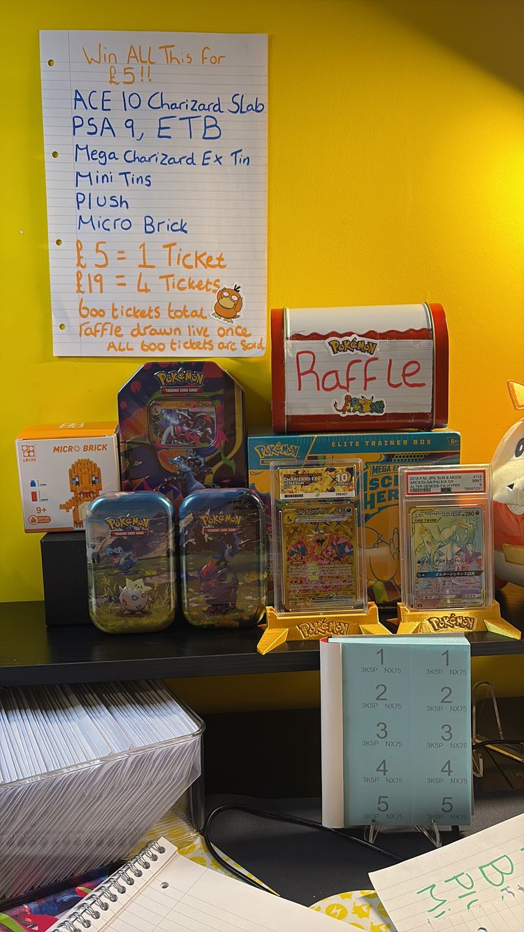 Raffle! Win a ETB Mega charizard Ex Tins and more