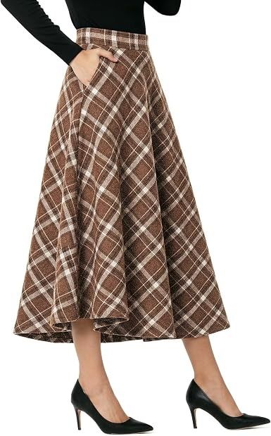 Immagine di Brown Plaid Midi Skirt 4