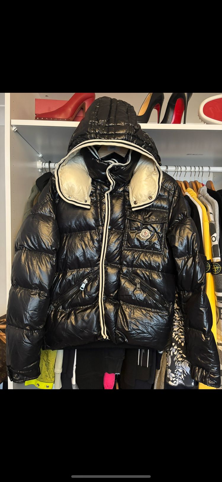 Moncler Branson black puffer jacket with hood