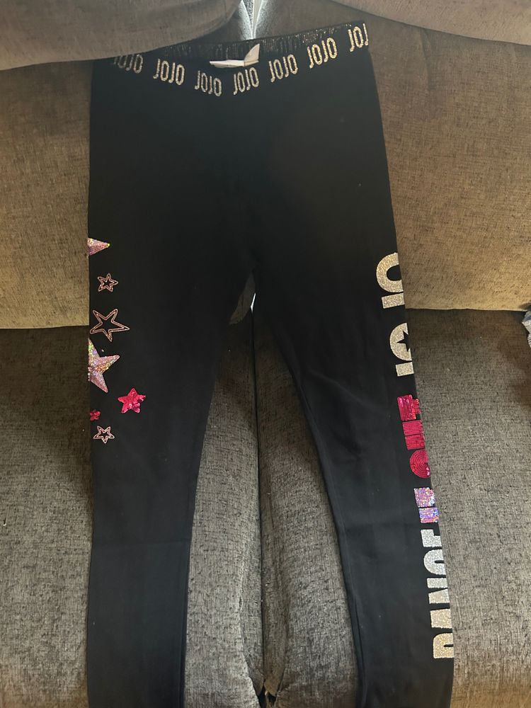Jojo Siwa Black Leggings With Star And Text Designs